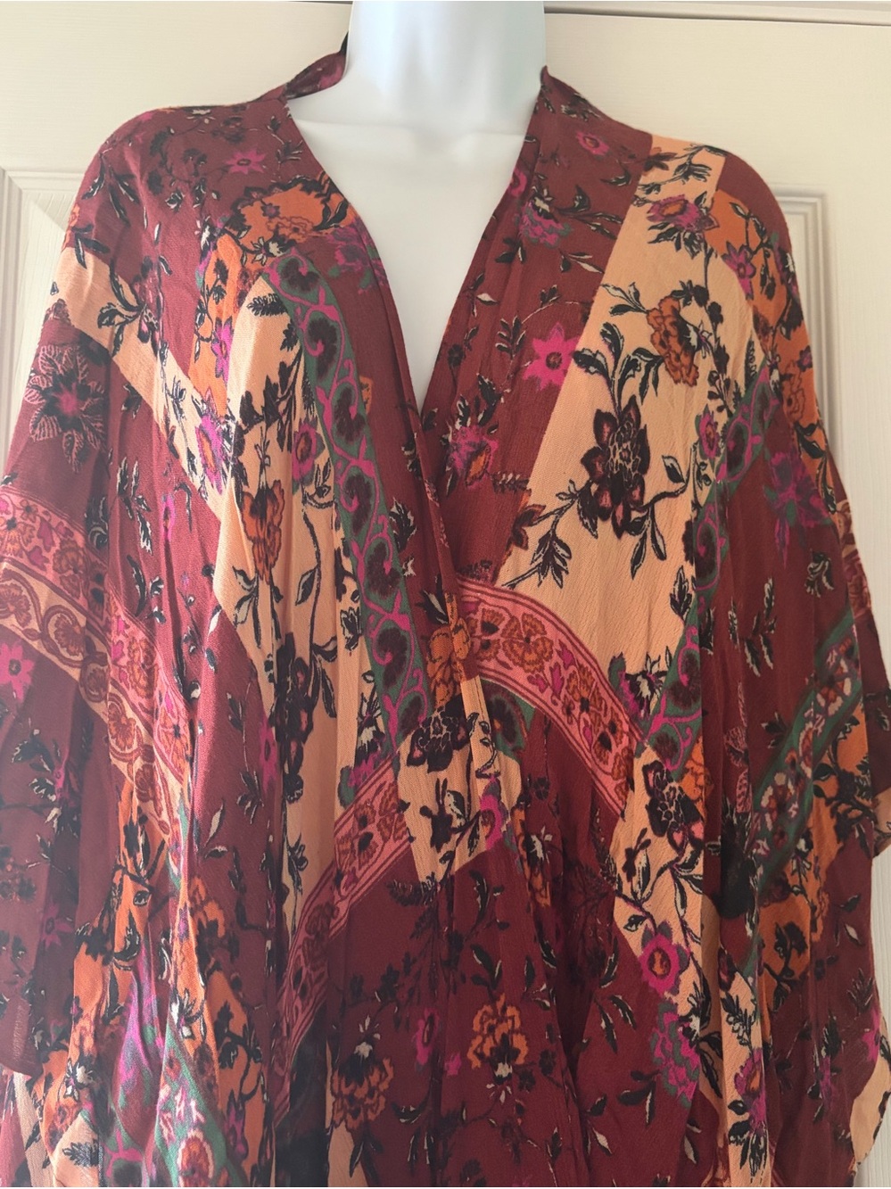 INC International Concepts Rust Multi Floral Boho Wrap Scarf